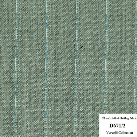 D671/2 Vercelli CXM - Vải Suit 95% Wool - Xanh Lá Sọc